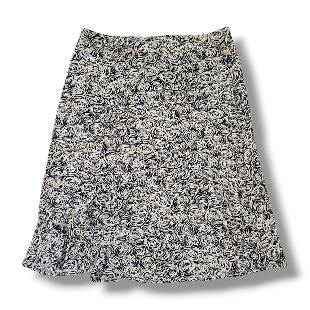 BCBGMaxAzria women's Black Beige Abstract Rose Print A-Line Skirt Medium - Picture 3 of 8